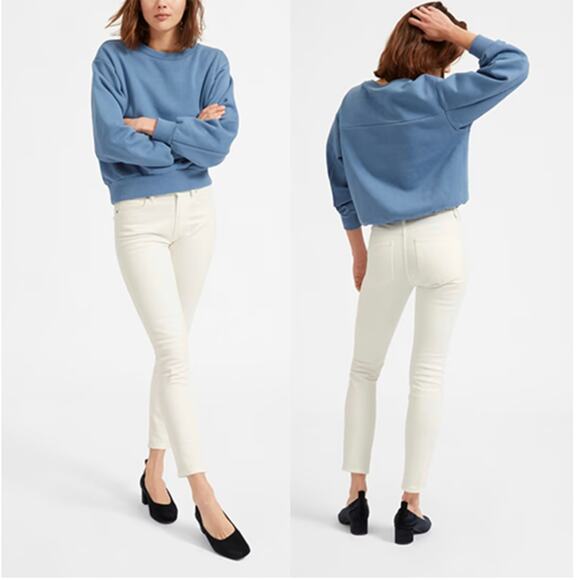 Everlane Jeans Womens 25 Ankle White Skinny 9” Mid Rise Casual Stretch Neutral - Picture 1 of 10